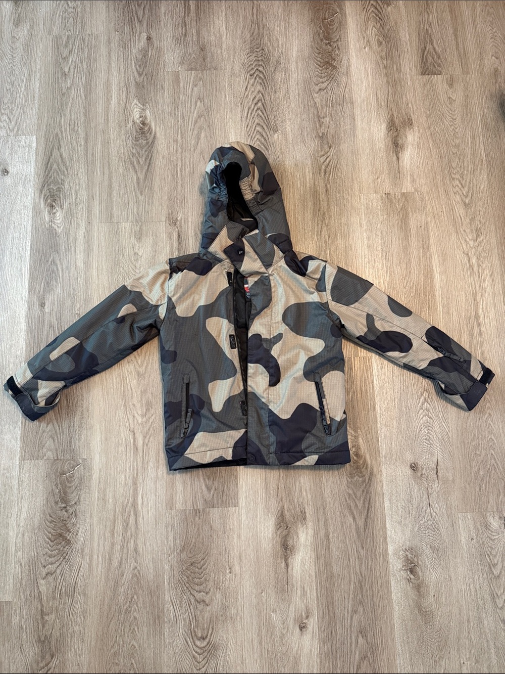 Quiksilver Kids Camo Hooded Snow Jacket - Green, Black, Tan